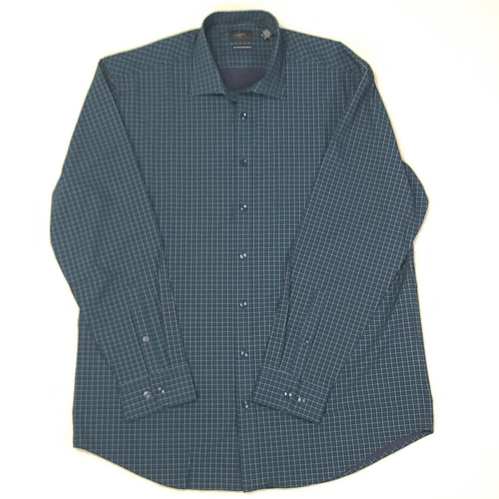 Greg Norman Plaid Button Front Long Sleeve Shirt XL Performance Stretch